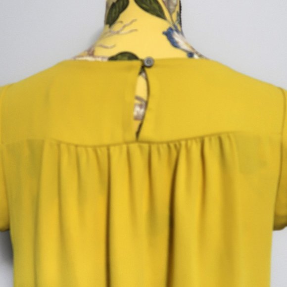 LOFT Mustard Yellow Ruffle Shell Blouse SP - Picture 5 of 7